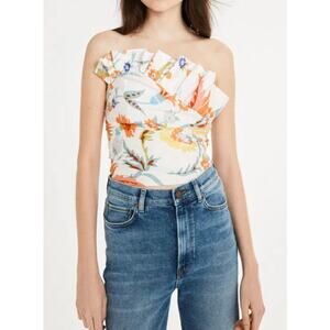 Claude Pierlot Women's Size 38 US 8-10 White Wrap Around Strapless Blouse Top